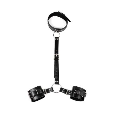 Collar And Wrist Restraint Harness Black