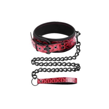 Diamond Vegan Leather Collar With Leash