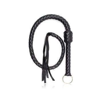Braided Vegan Leather Whip Black