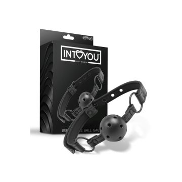 Adjustable Breathable Ball Gag Black Vegan Leather