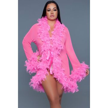 Lux Short Chiffon Robe Pink
