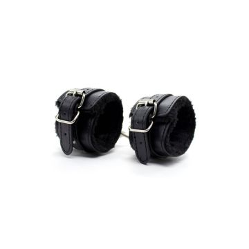 Plush Lined Ankle Cuffs Black
