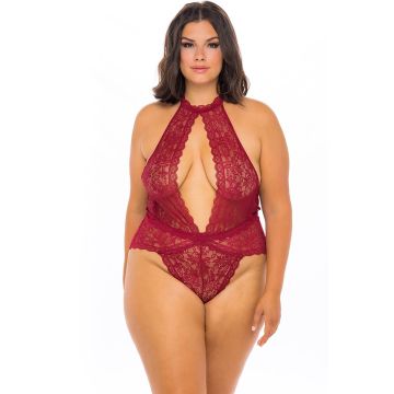 Curvy Allison Lace Teddy Ruby